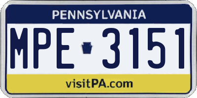 PA license plate MPE3151