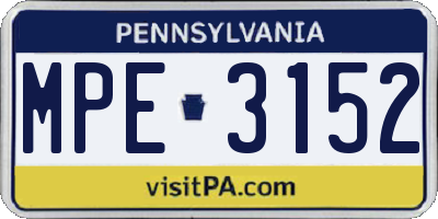 PA license plate MPE3152