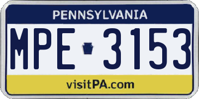 PA license plate MPE3153
