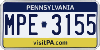 PA license plate MPE3155