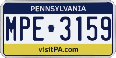 PA license plate MPE3159
