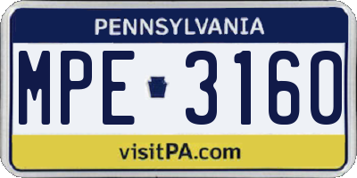 PA license plate MPE3160