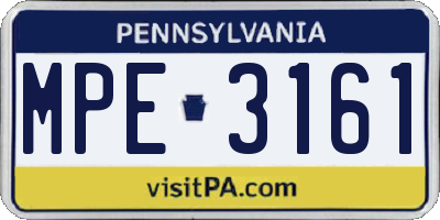 PA license plate MPE3161