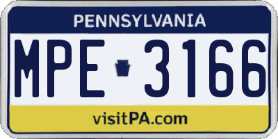 PA license plate MPE3166