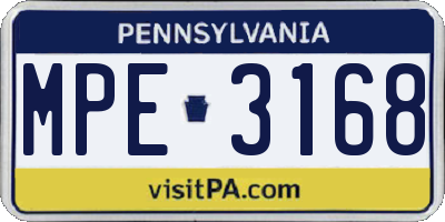 PA license plate MPE3168