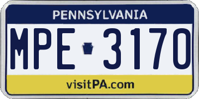 PA license plate MPE3170