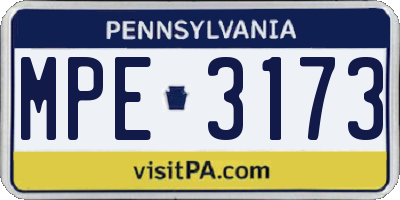 PA license plate MPE3173