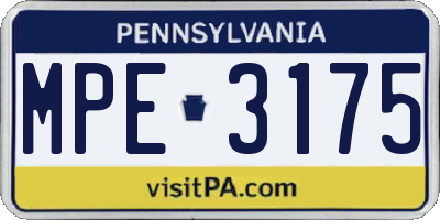 PA license plate MPE3175