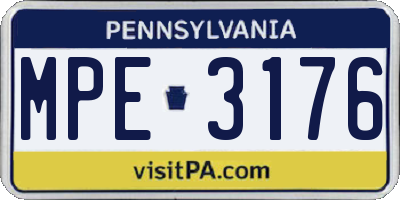 PA license plate MPE3176