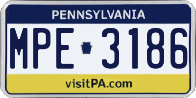 PA license plate MPE3186