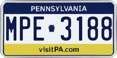 PA license plate MPE3188