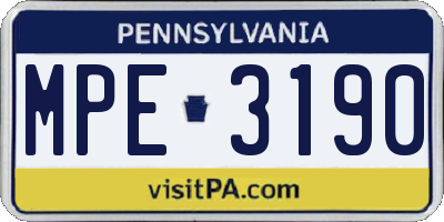PA license plate MPE3190