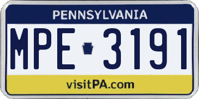 PA license plate MPE3191