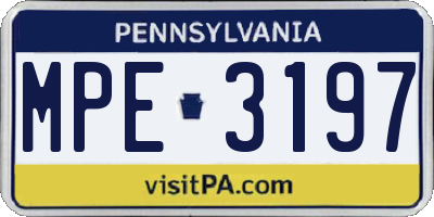 PA license plate MPE3197