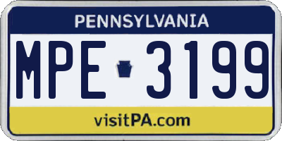 PA license plate MPE3199