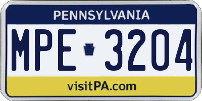 PA license plate MPE3204