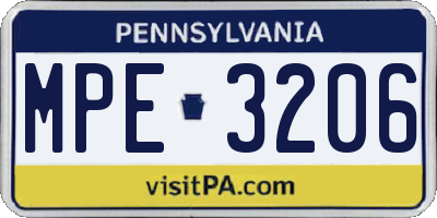PA license plate MPE3206