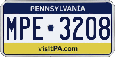 PA license plate MPE3208