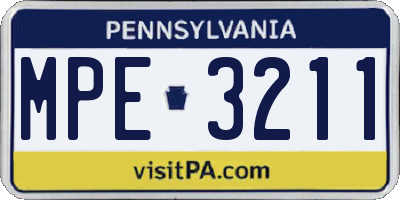 PA license plate MPE3211