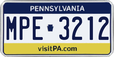 PA license plate MPE3212