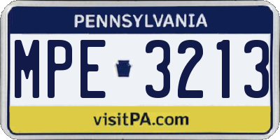 PA license plate MPE3213