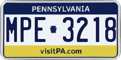 PA license plate MPE3218