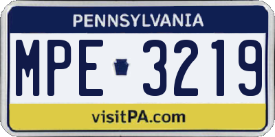PA license plate MPE3219
