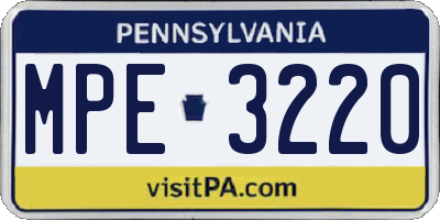 PA license plate MPE3220
