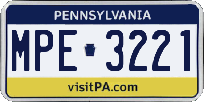 PA license plate MPE3221