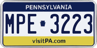 PA license plate MPE3223