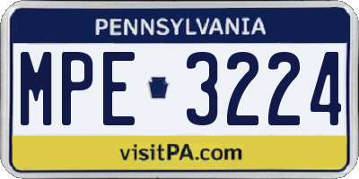 PA license plate MPE3224
