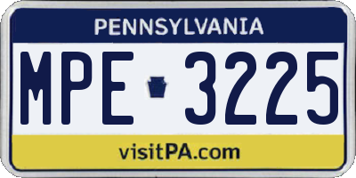 PA license plate MPE3225