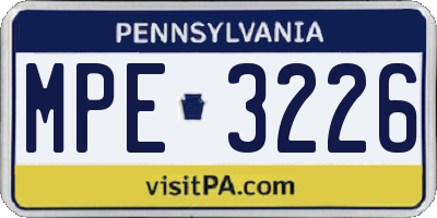 PA license plate MPE3226