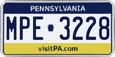 PA license plate MPE3228