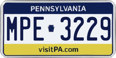 PA license plate MPE3229