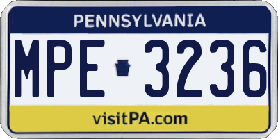 PA license plate MPE3236