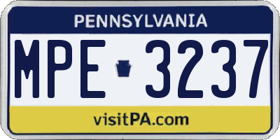 PA license plate MPE3237