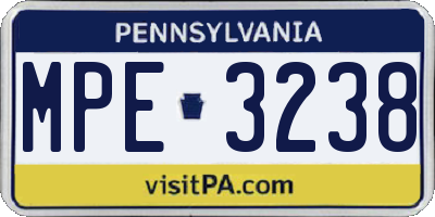 PA license plate MPE3238