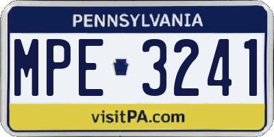 PA license plate MPE3241
