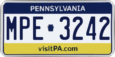 PA license plate MPE3242