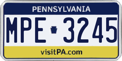 PA license plate MPE3245
