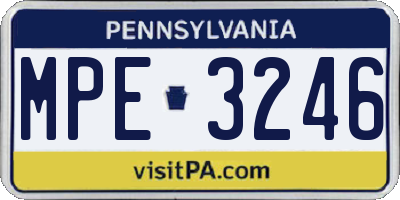 PA license plate MPE3246