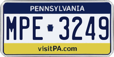 PA license plate MPE3249