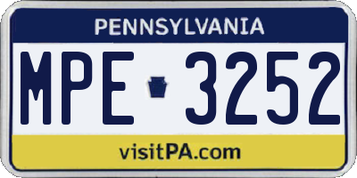 PA license plate MPE3252