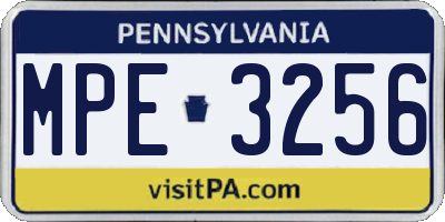 PA license plate MPE3256