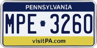 PA license plate MPE3260