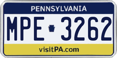 PA license plate MPE3262