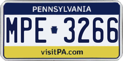 PA license plate MPE3266