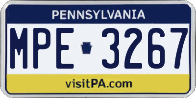 PA license plate MPE3267