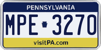 PA license plate MPE3270